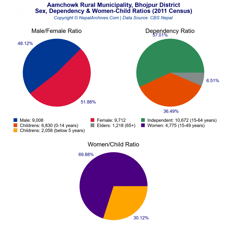 Sex, Dependency & Women-Child Ratio Charts of Aamchowk Rural Municipality