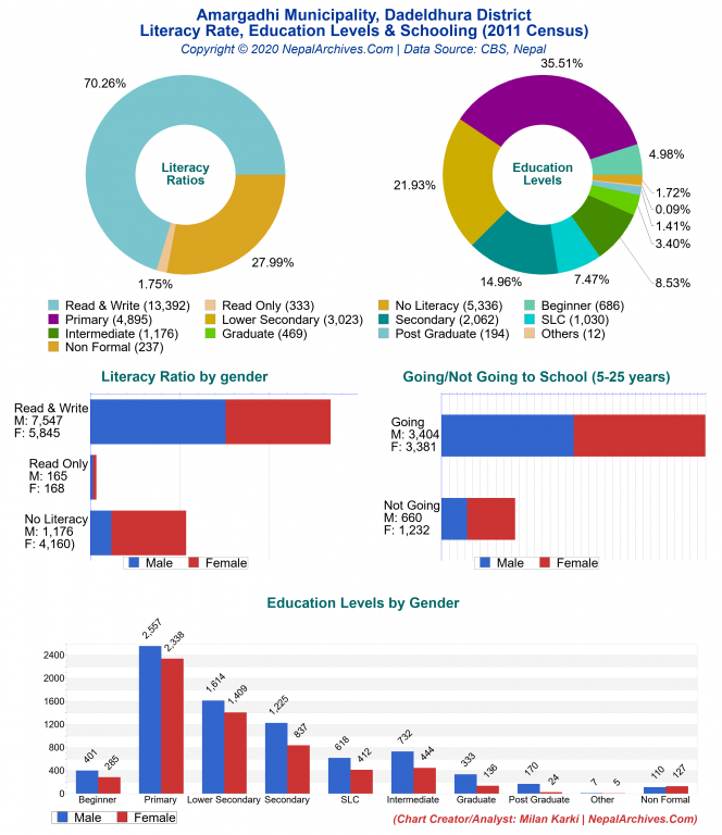 Literacy, Education Levels & Schooling Charts of Amargadhi Municipality