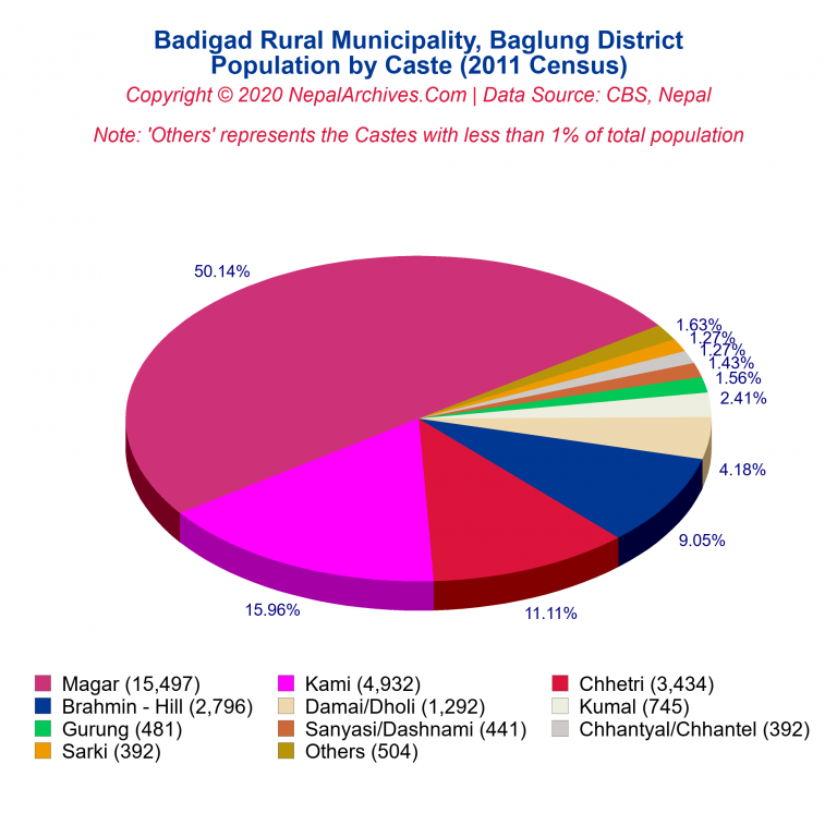 Population by Castes Chart of Badigad Rural Municipality