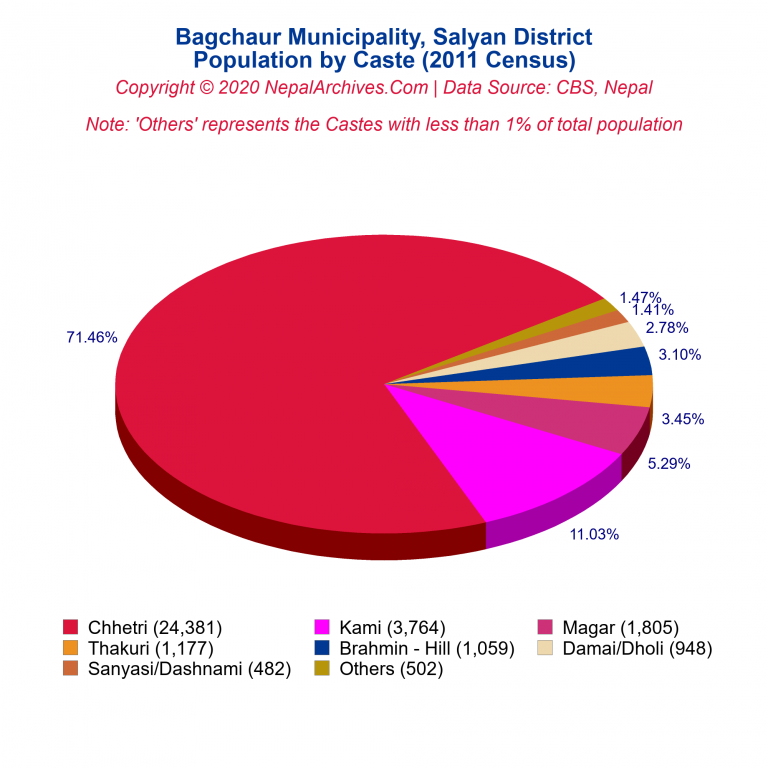 Population by Castes Chart of Bagchaur Municipality