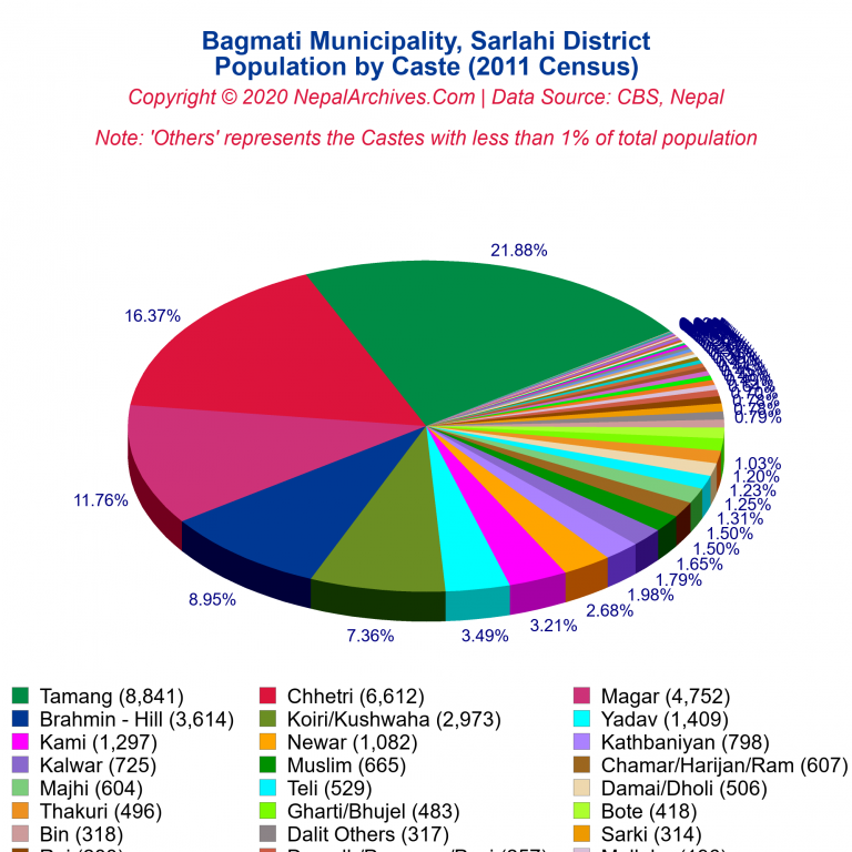 Population by Castes Chart of Bagmati Municipality