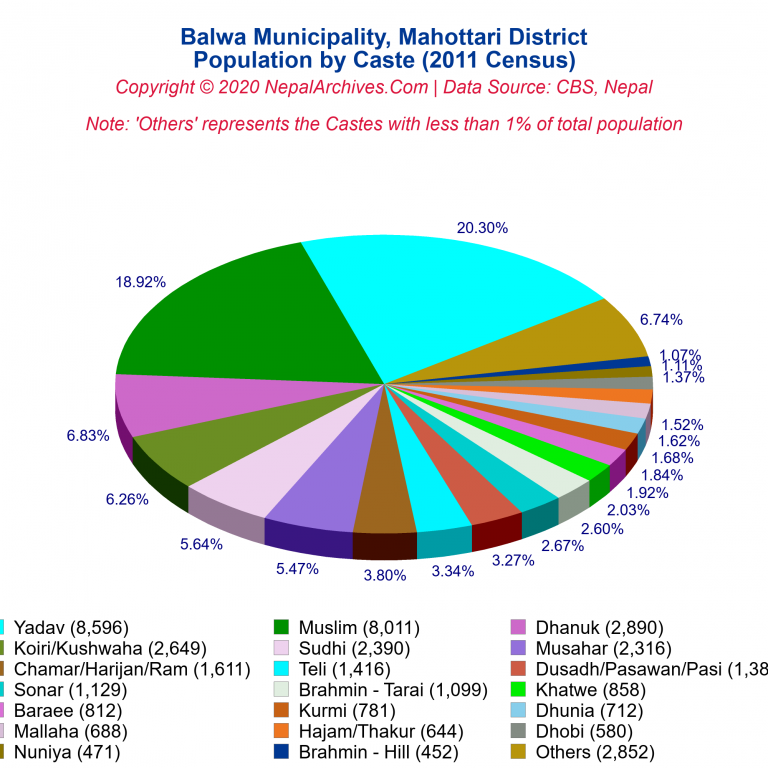 Population by Castes Chart of Balwa Municipality