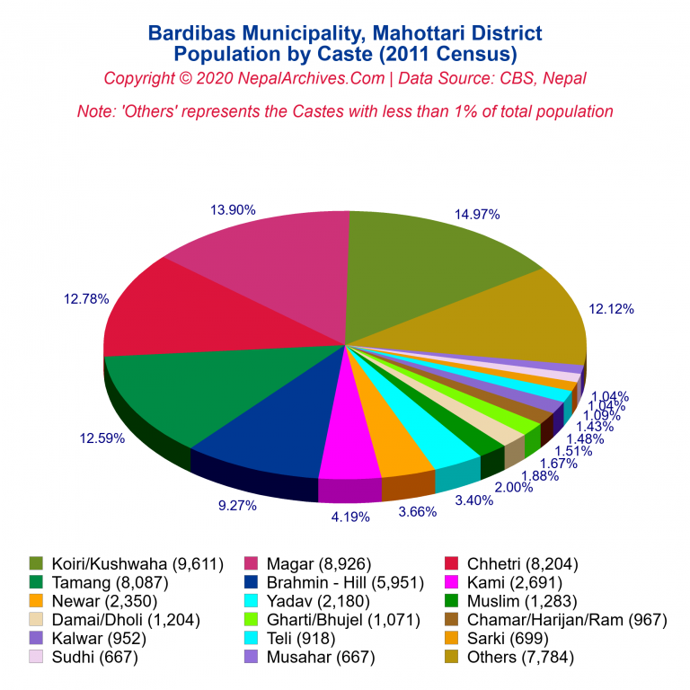 Population by Castes Chart of Bardibas Municipality Population by Castes Chart of Bardibas Municipality