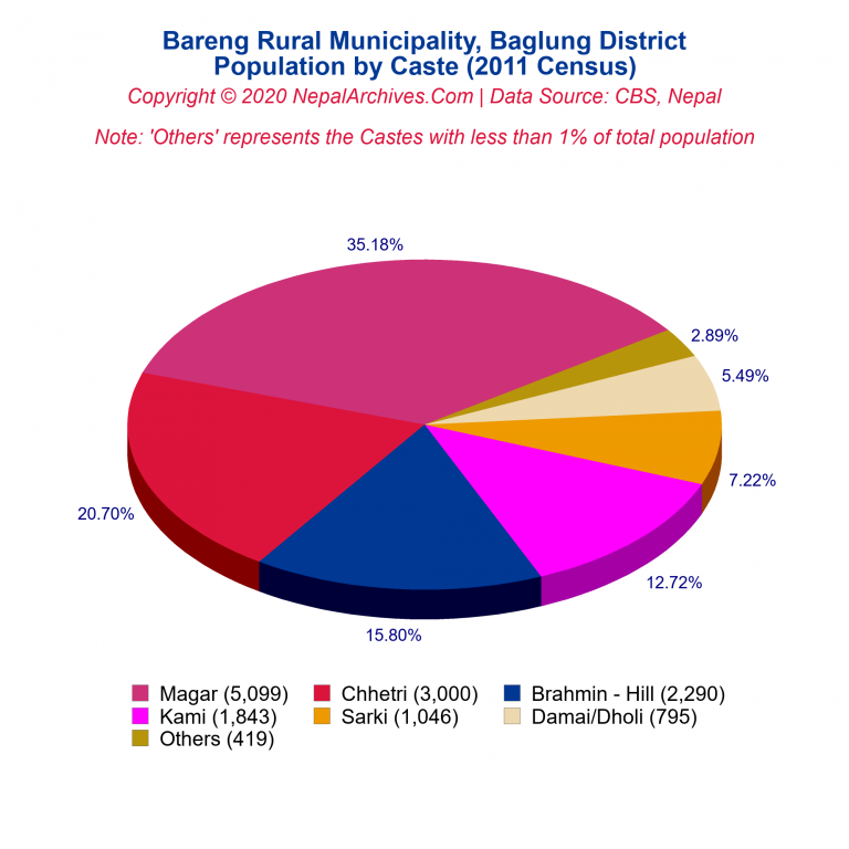 Population by Castes Chart of Bareng Rural Municipality
