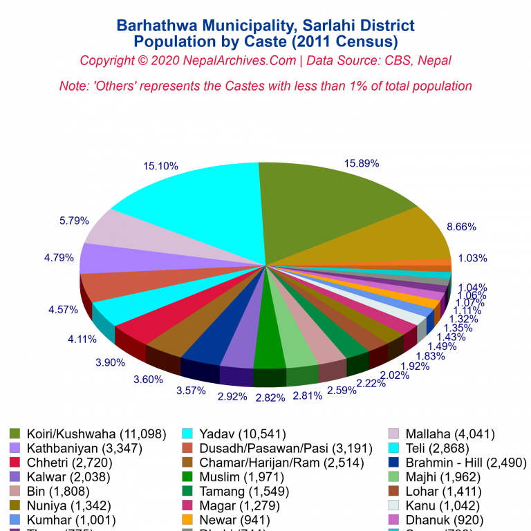 Population by Castes Chart of Barhathwa Municipality