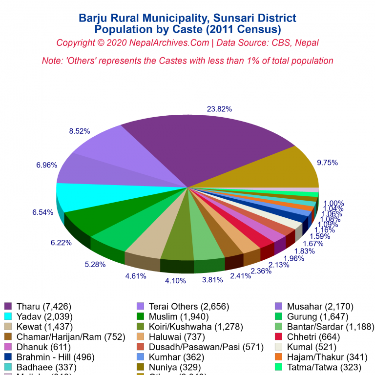 Population by Castes Chart of Barju Rural Municipality