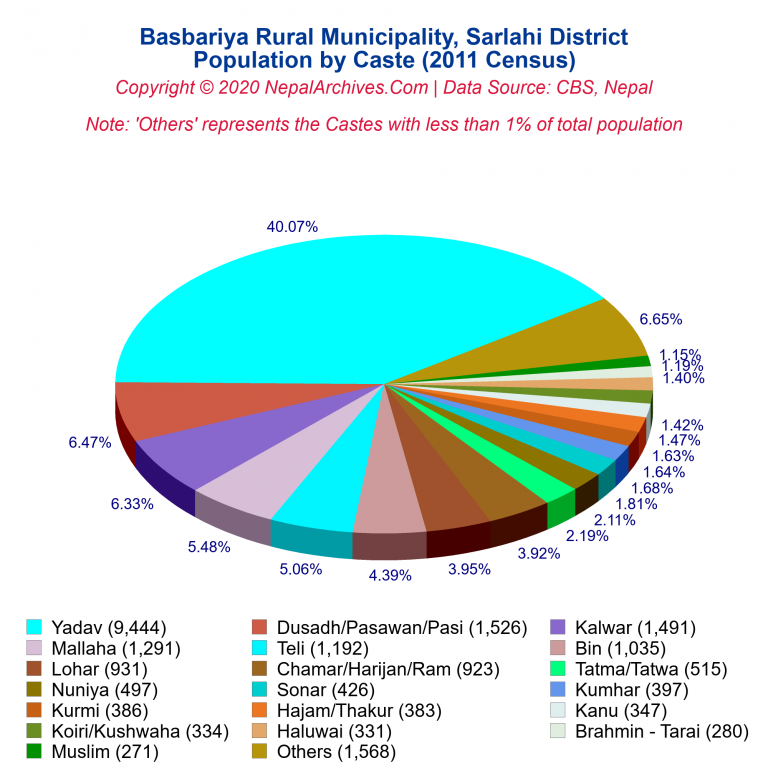 Population by Castes Chart of Basbariya Rural Municipality