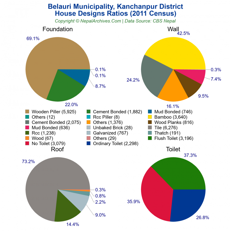 House Design Ratios Pie Charts of Belauri Municipality