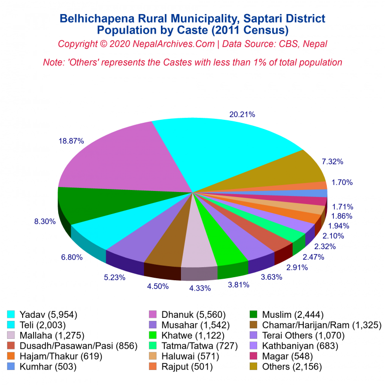 Population by Castes Chart of Belhichapena Rural Municipality