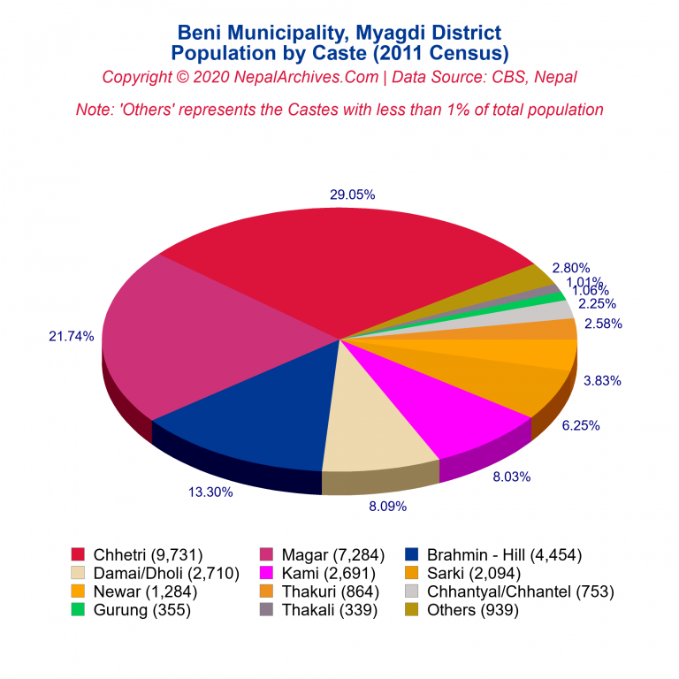 Population by Castes Chart of Beni Municipality