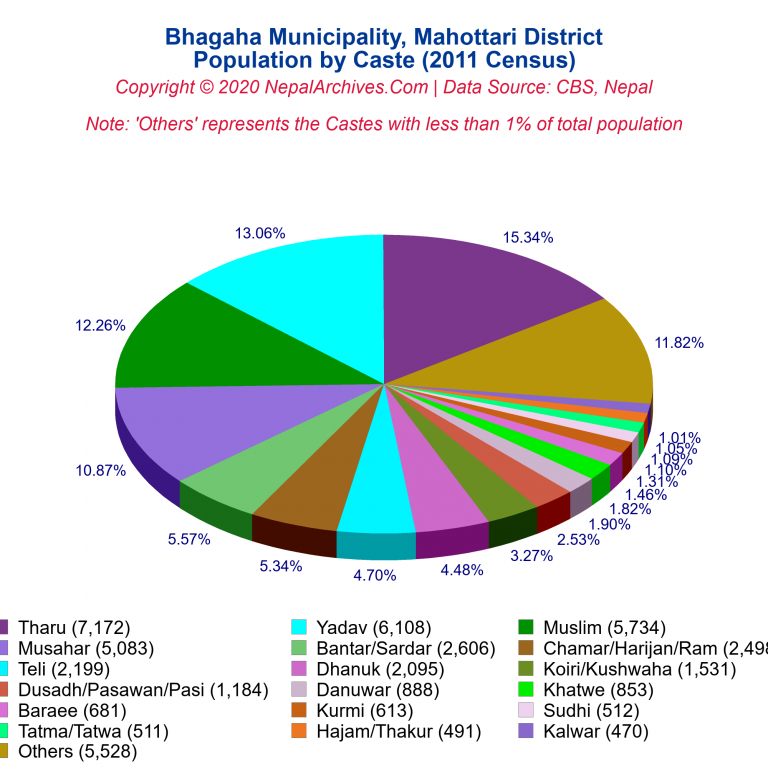 Population by Castes Chart of Bhagaha Municipality