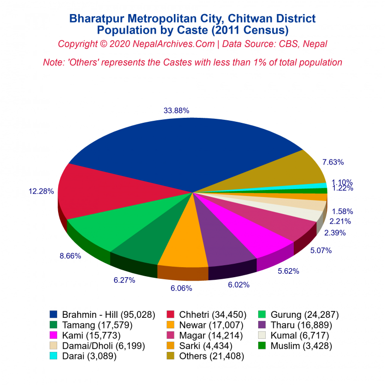 Population by Castes Chart of Bharatpur Metropolitan City