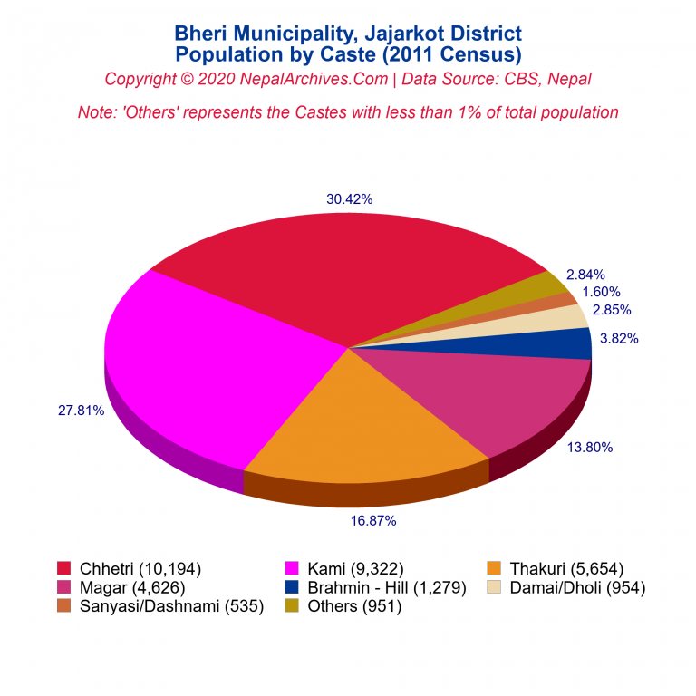 Population by Castes Chart of Bheri Municipality