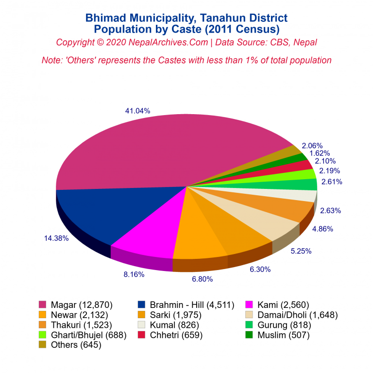 Population by Castes Chart of Bhimad Municipality