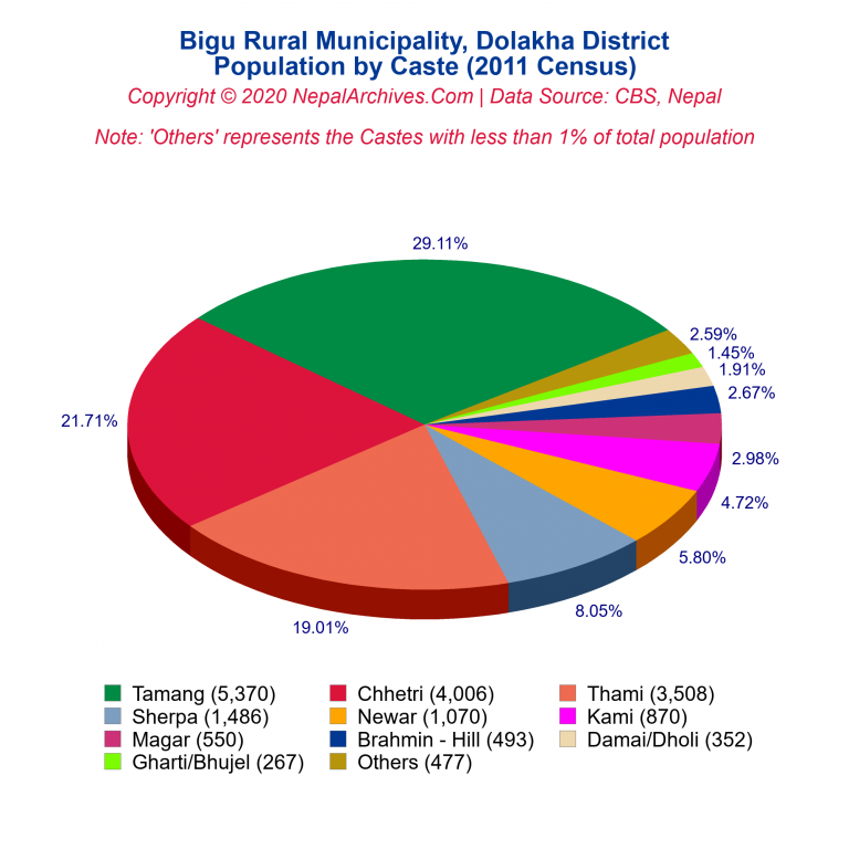 Population by Castes Chart of Bigu Rural Municipality