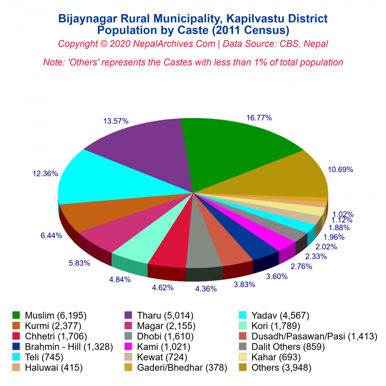 Population by Castes Chart of Bijaynagar Rural Municipality