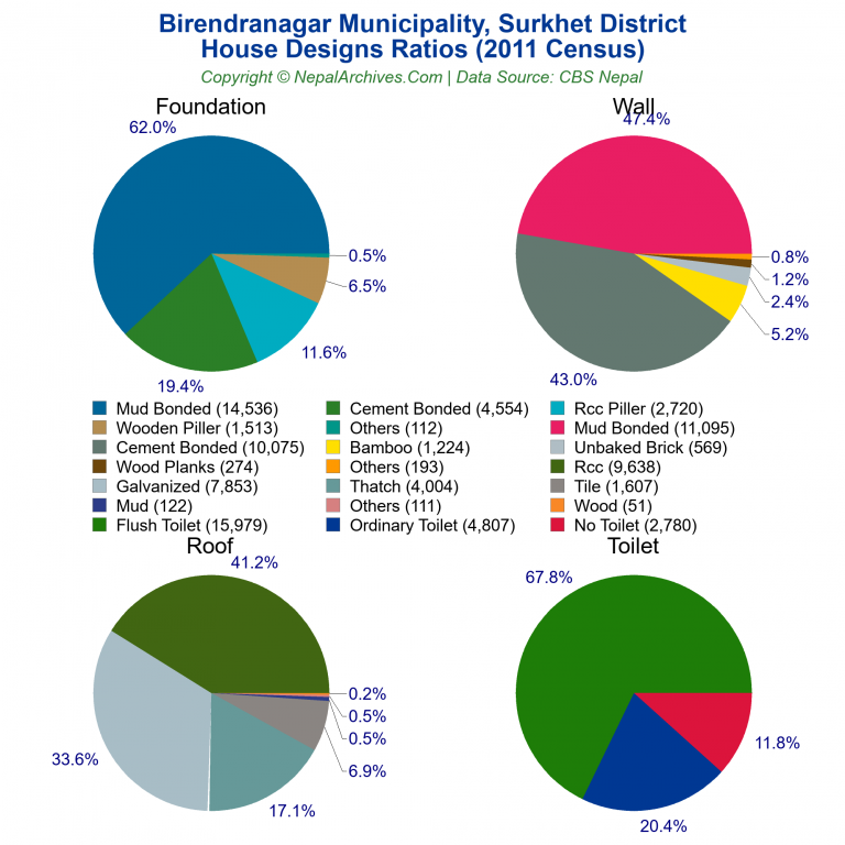 House Design Ratios Pie Charts of Birendranagar Municipality