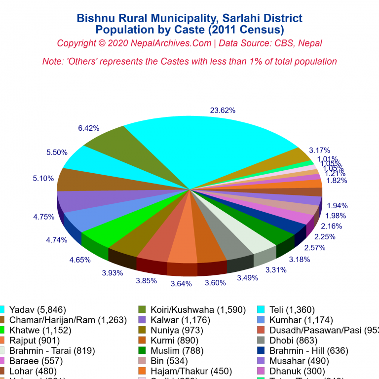 Population by Castes Chart of Bishnu Rural Municipality