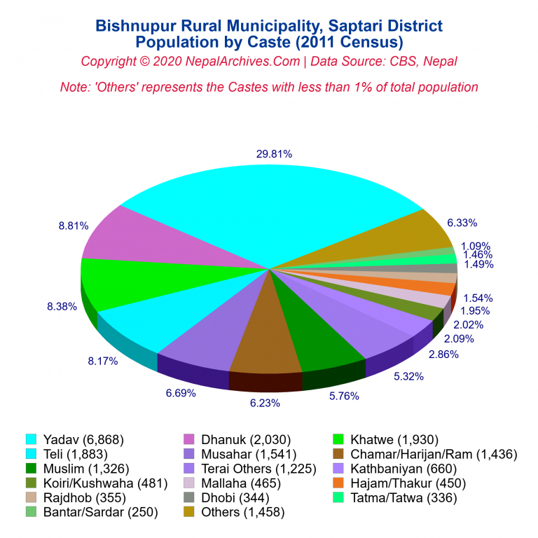 Population by Castes Chart of Bishnupur Rural Municipality