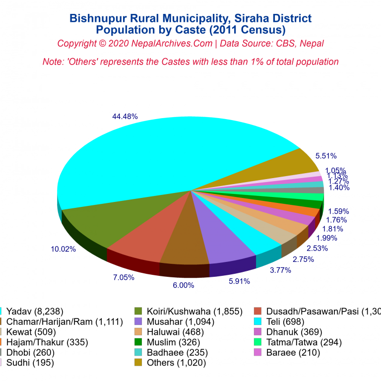 Population by Castes Chart of Bishnupur Rural Municipality