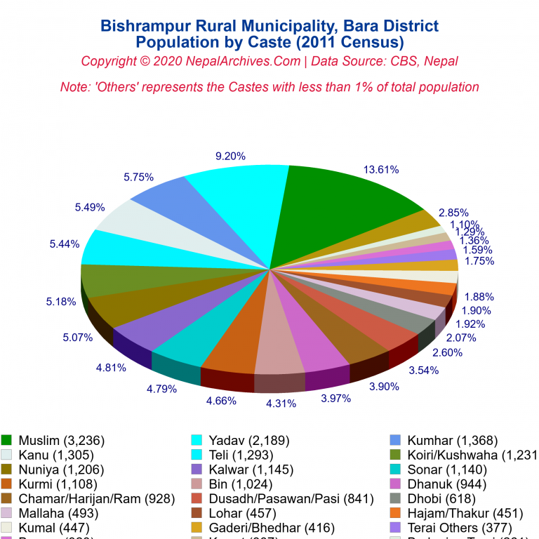Population by Castes Chart of Bishrampur Rural Municipality