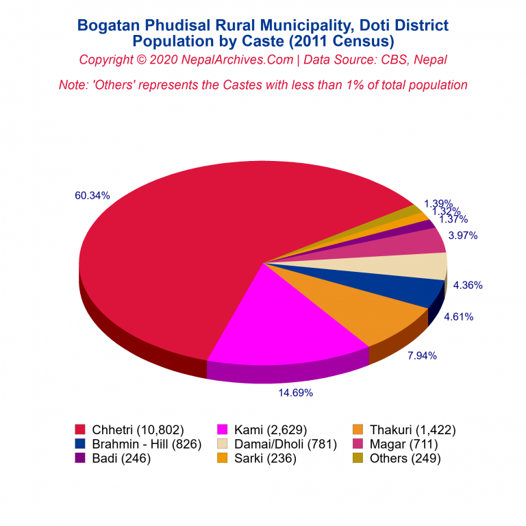 Population by Castes Chart of Bogatan Phudisal Rural Municipality