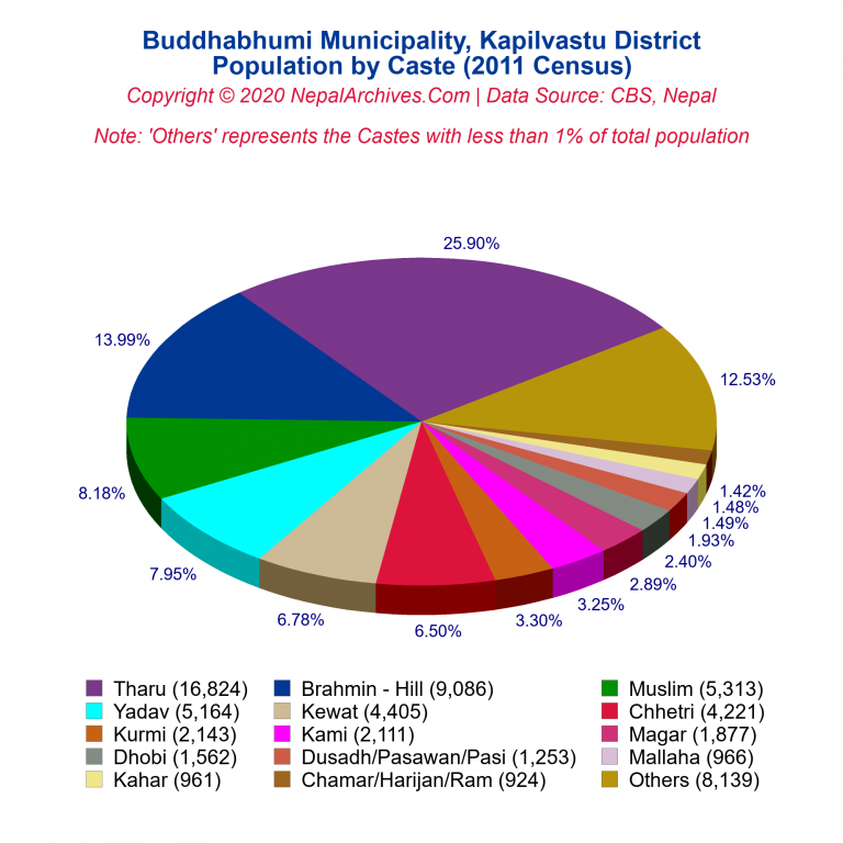 Population by Castes Chart of Buddhabhumi Municipality