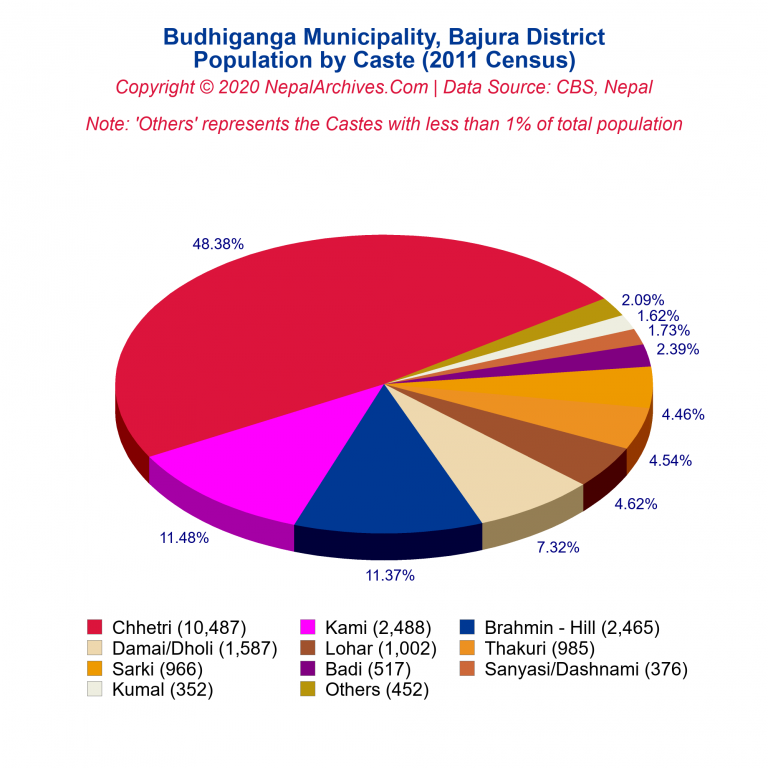 Population by Castes Chart of Budhiganga Municipality