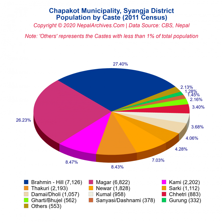 Population by Castes Chart of Chapakot Municipality