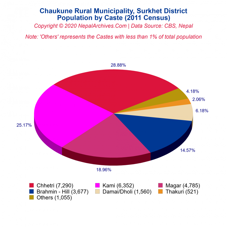Population by Castes Chart of Chaukune Rural Municipality