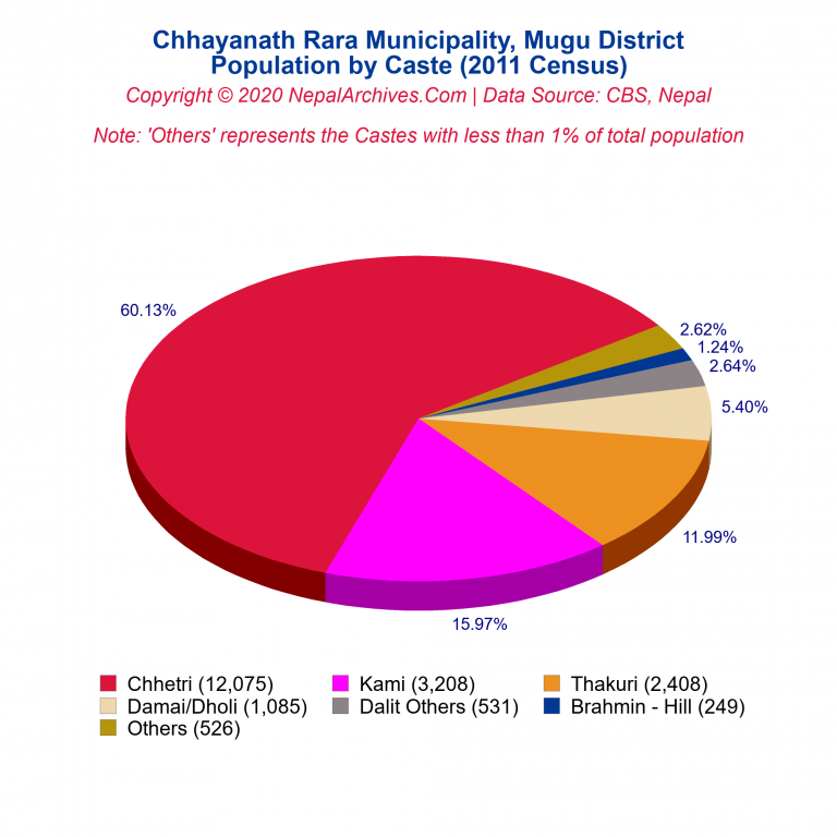 Population by Castes Chart of Chhayanath Rara Municipality