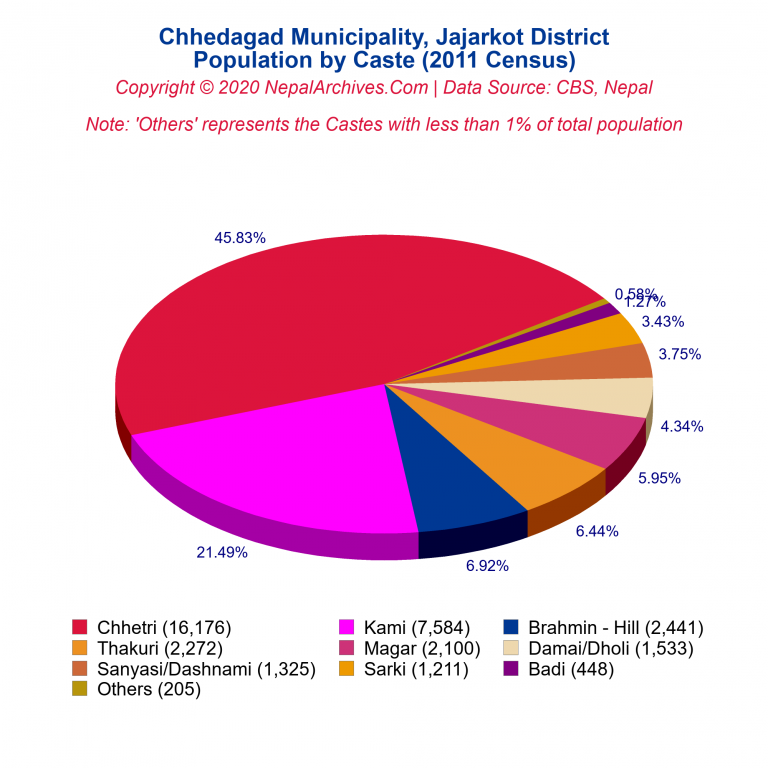 Population by Castes Chart of Chhedagad Municipality