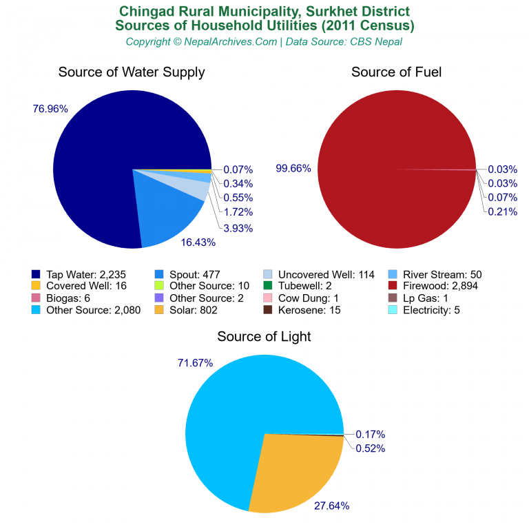 Household Utilities Pie Charts of Chingad Rural Municipality