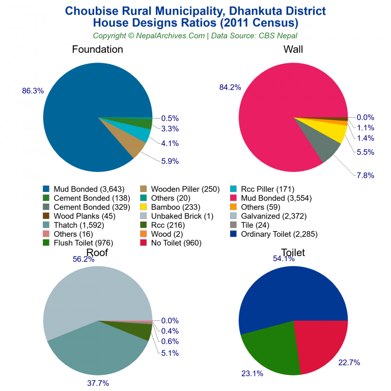 House Design Ratios Pie Charts of Choubise Rural Municipality