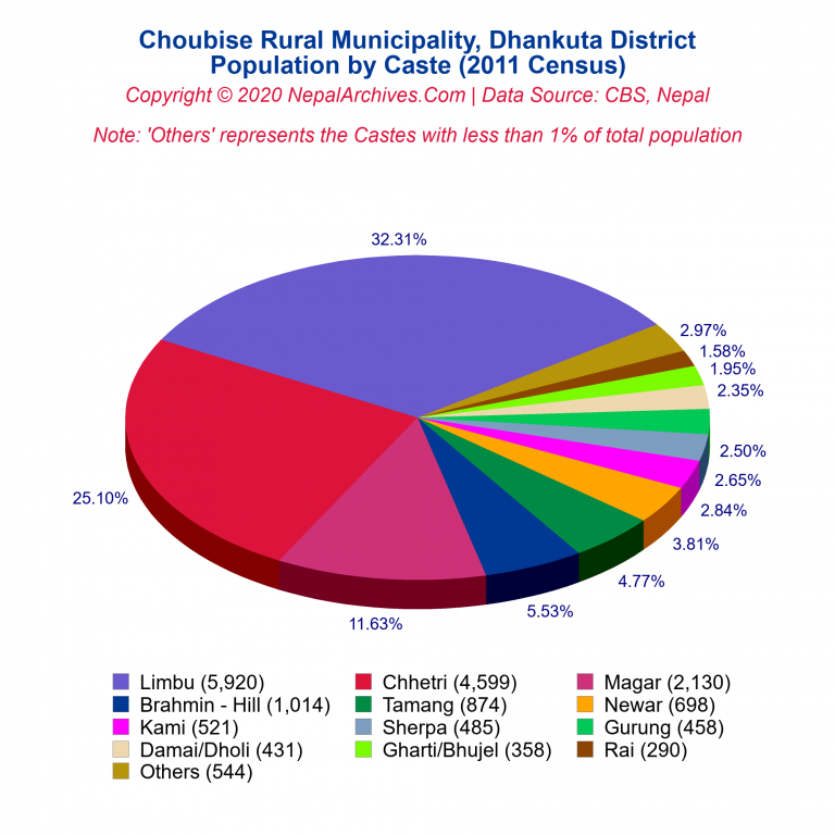 Population by Castes Chart of Choubise Rural Municipality