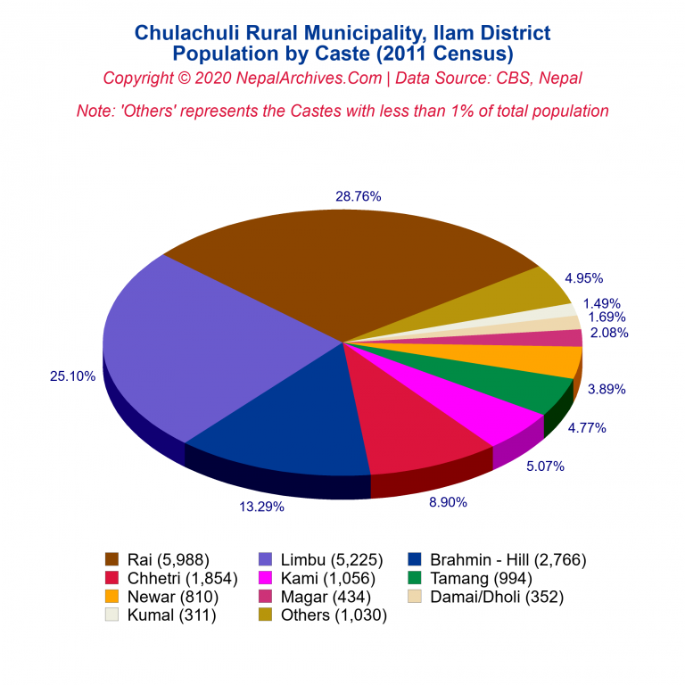 Population by Castes Chart of Chulachuli Rural Municipality