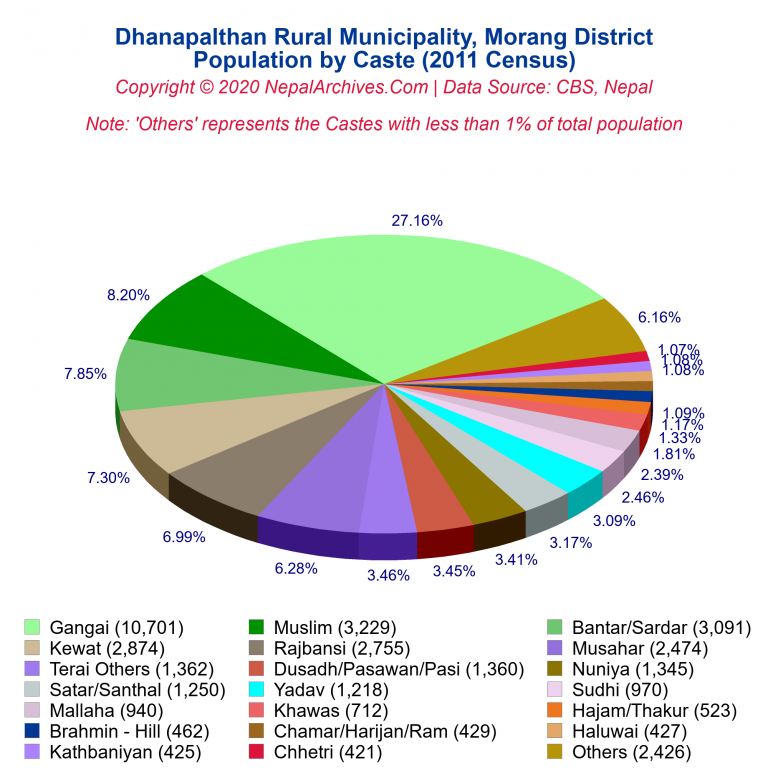 Population by Castes Chart of Dhanapalthan Rural Municipality