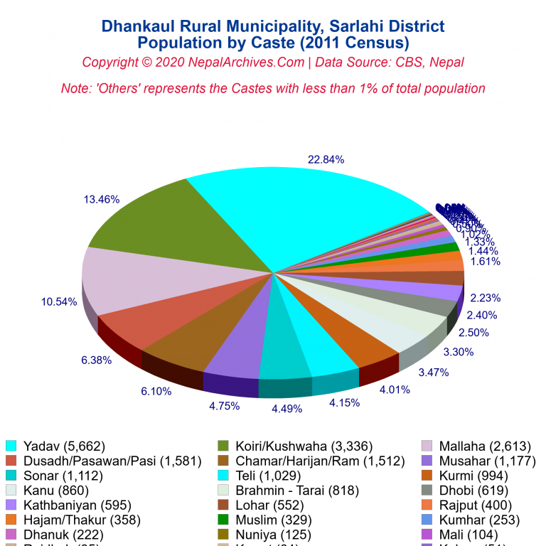 Population by Castes Chart of Dhankaul Rural Municipality
