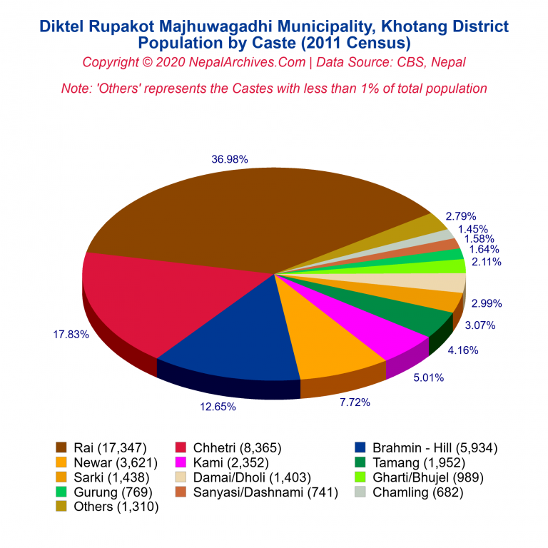 Population by Castes Chart of Diktel Rupakot Majhuwagadhi Municipality