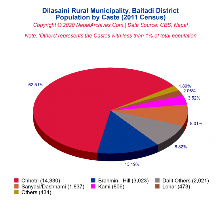 Population by Castes Chart of Dilasaini Rural Municipality
