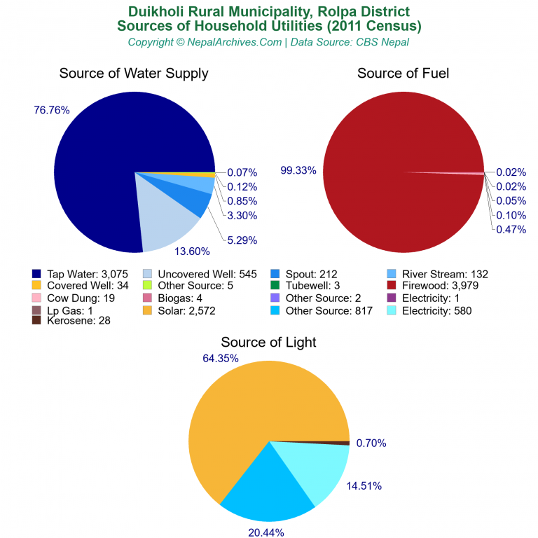 Household Utilities Pie Charts of Duikholi Rural Municipality