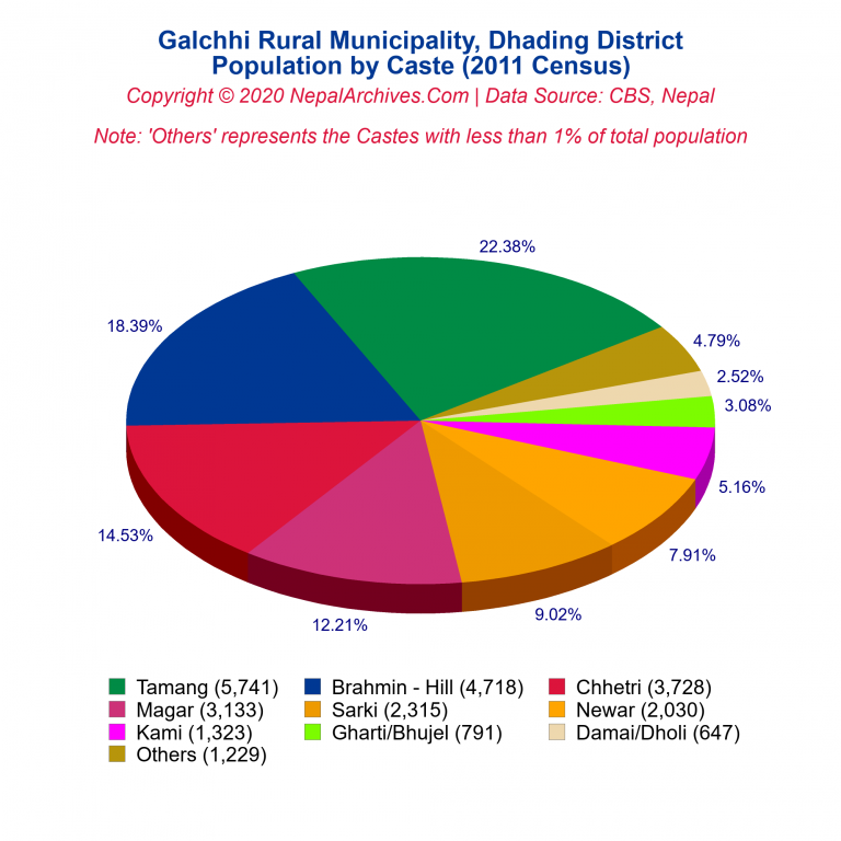 Population by Castes Chart of Galchhi Rural Municipality