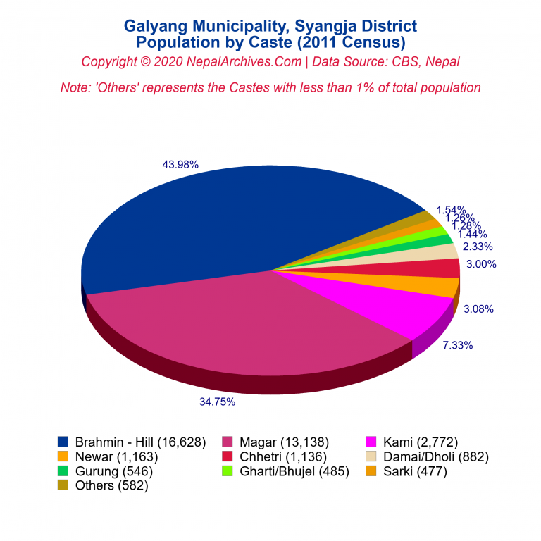 Population by Castes Chart of Galyang Municipality
