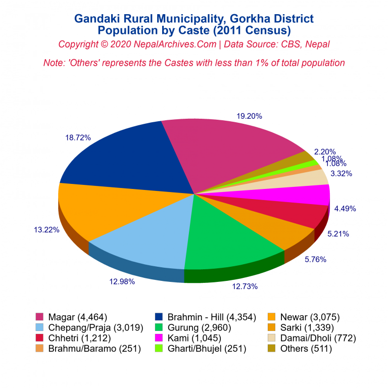 Population by Castes Chart of Gandaki Rural Municipality