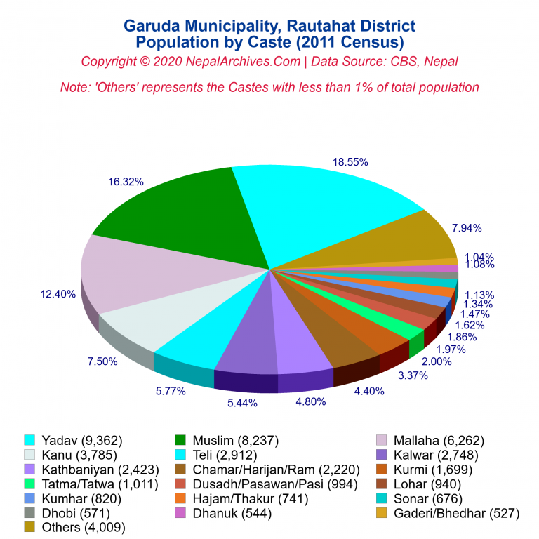 Population by Castes Chart of Garuda Municipality