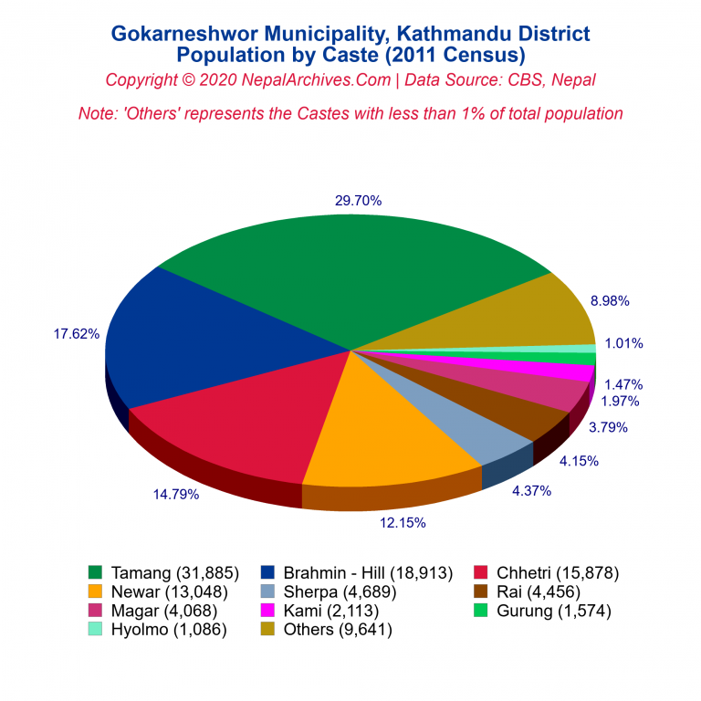 Population by Castes Chart of Gokarneshwor Municipality