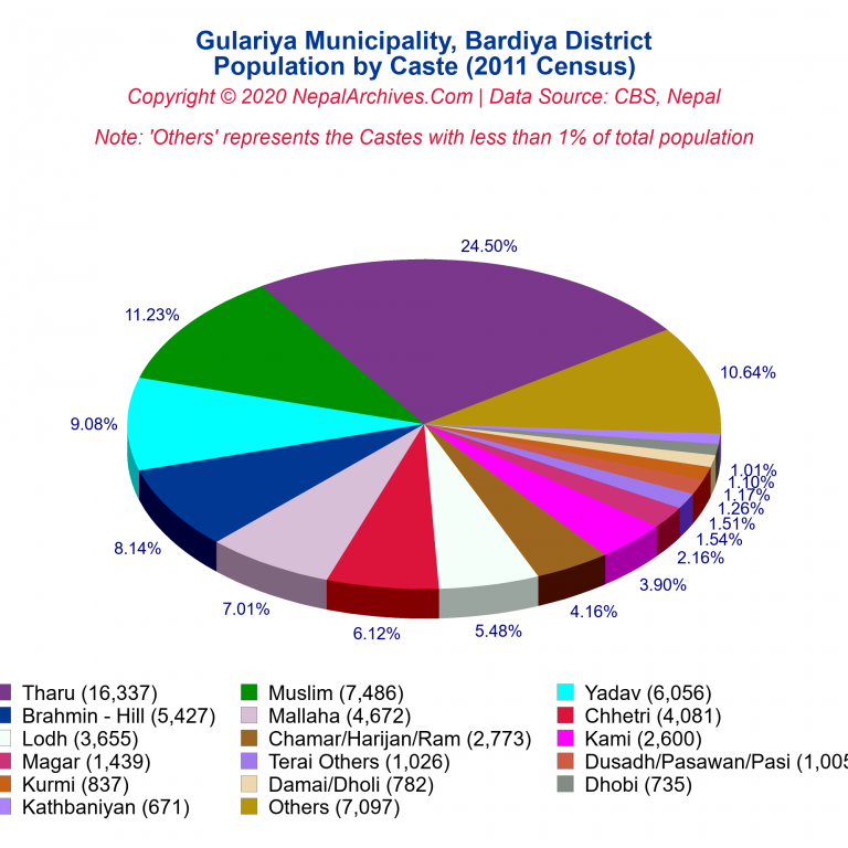 Population by Castes Chart of Gulariya Municipality Population by Castes Chart of Gulariya Municipality