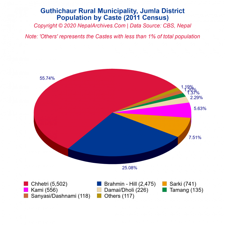 Population by Castes Chart of Guthichaur Rural Municipality