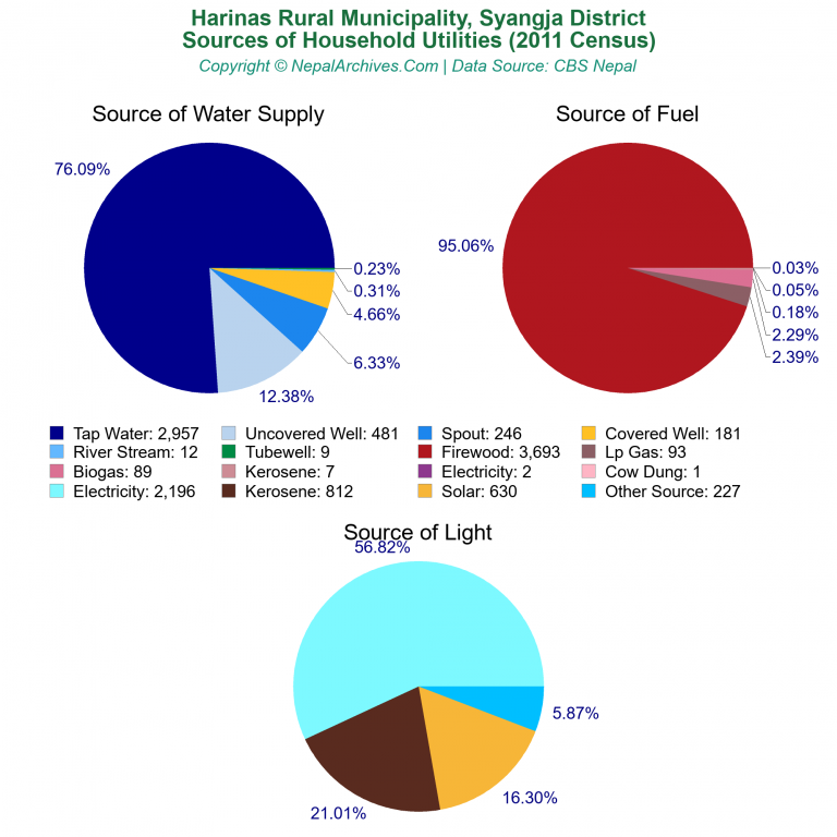Household Utilities Pie Charts of Harinas Rural Municipality