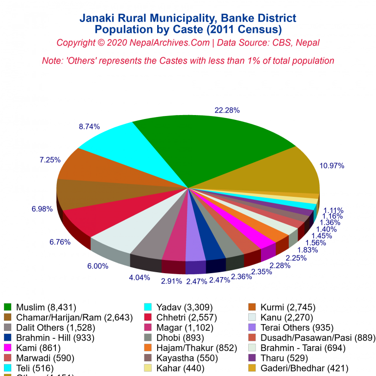 Population by Castes Chart of Janaki Rural Municipality